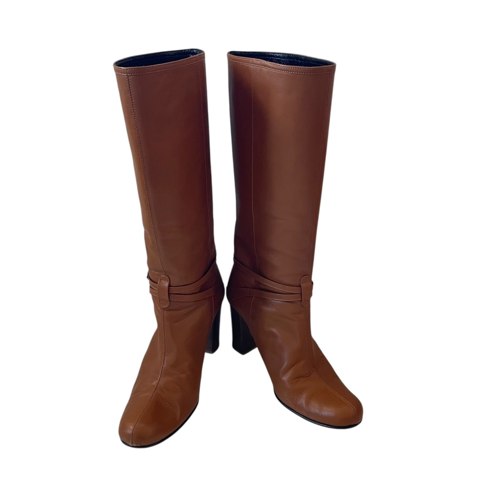 ZM1610 23区 ロングブーツ 柔らかレザー ヒール ブラウン サイズ24.0cm