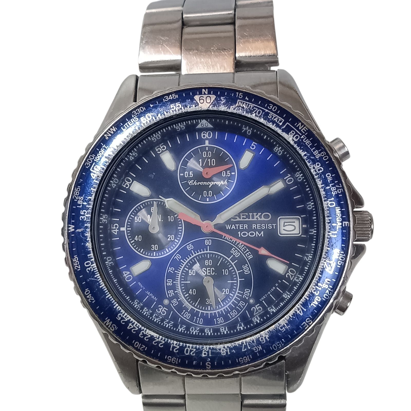 SEIKO メンズ腕時計　V657-8120 稼働 良品】1205-2 SEIKO セイコー V657-8120 メンズ腕時計 クロノ