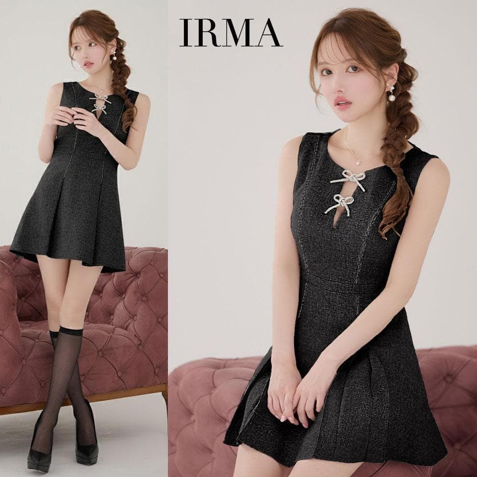 IRMA / イルマ】ビジューリボン サマーツイード ミニドレス sugar