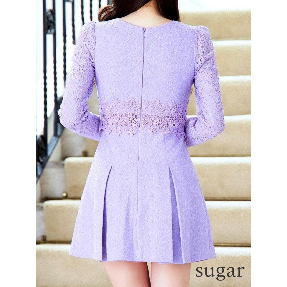 Donia Quinn / ドニアクイーン】総レース ボックスプリーツ ミニドレス