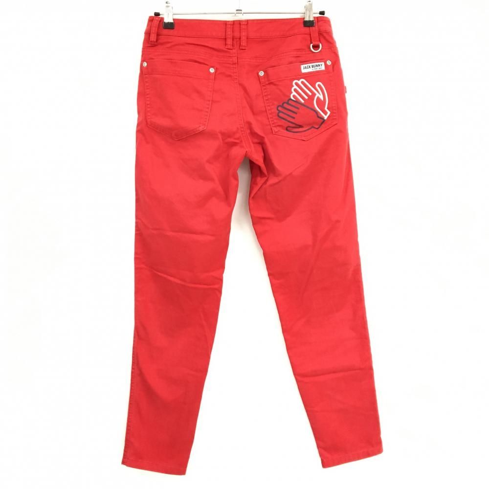 MASTER BUNNY 赤色 ストレートパンツ ポケット付き ジャックバニー パンツ レッド 無地 後ポケットプリント レディース 2