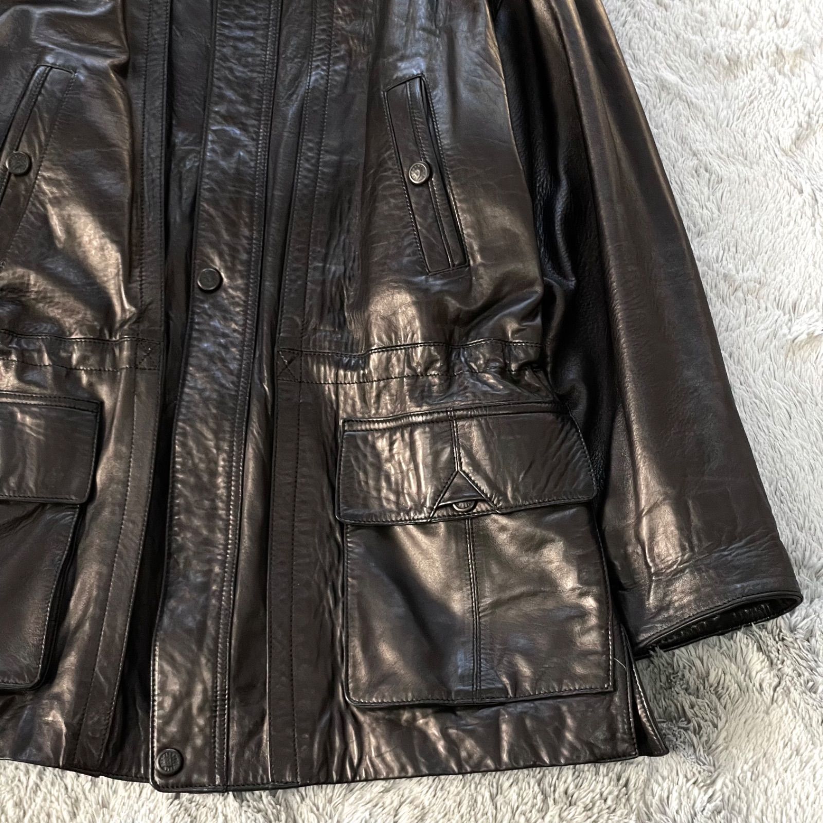 美品 90s ユーロ古着 MUNPER スペイン製 羊革 レザー ハーフコート ユーロ古着】極美品✨MUNPER ムンペル スペイン製 ラムレザー 羊革