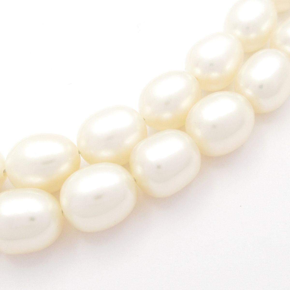  Unbranded ノーブランド ネックレス 白 シルバー 楕円パール グラデーション 二連 約6 5 mm～約10 0ｍｍ ネックレス アクセサリー