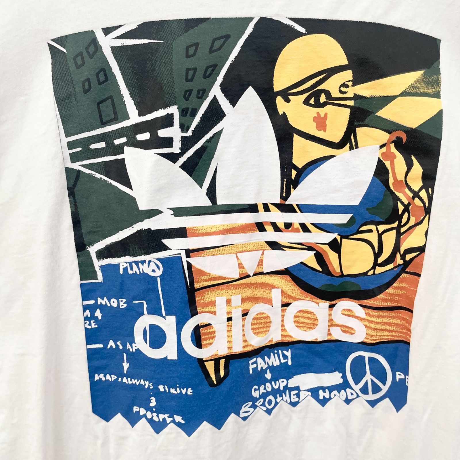 かわいいデザインロゴ adidas Originals Tシャツ 白T M