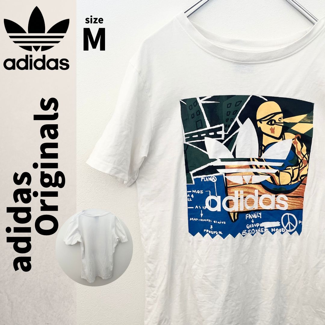 かわいいデザインロゴ adidas Originals Tシャツ 白T M