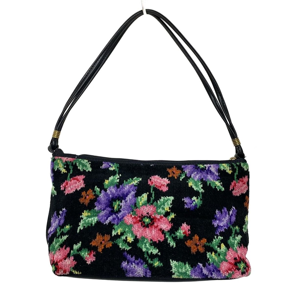 FEILER(フェイラー) ハンドバッグ - 黒×グリーン×マルチ 花柄 - メルカリ