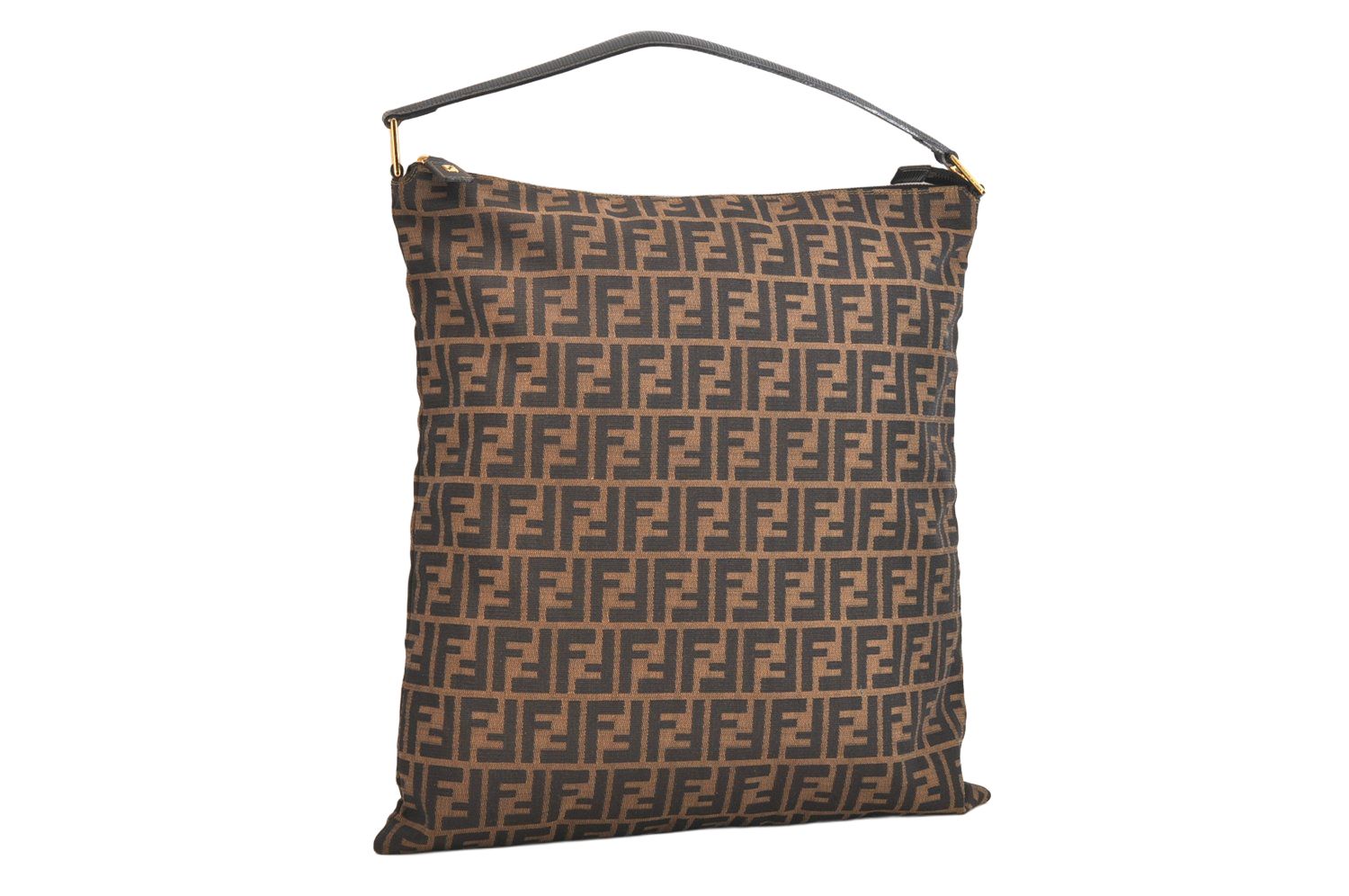 FENDI フェンディ ズッカ柄 ヴィンテージ ショルダーバッグ キャンバス レザー ブラウン ブラック 4794 N