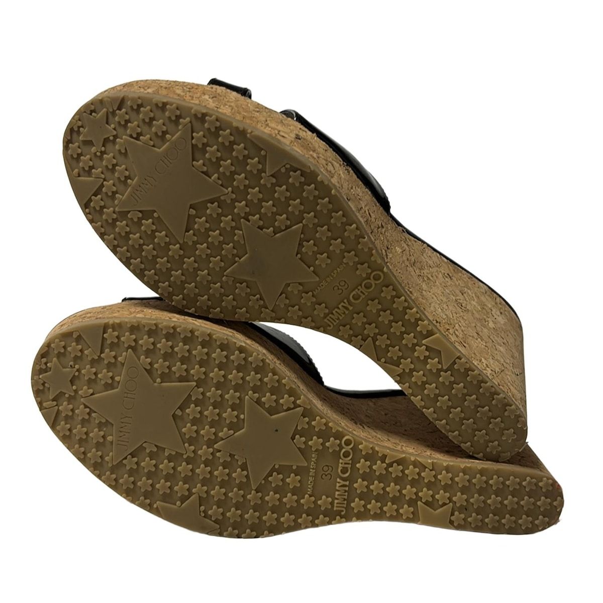 JIMMY CHOO(ジミーチュウ) ミュール 39 レディース美品 - 黒 ウェッジ