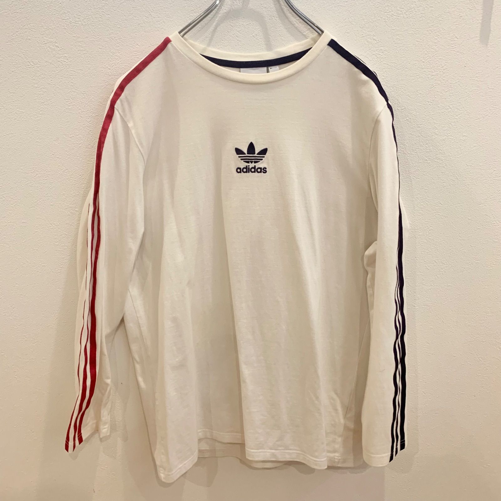 柄 ロンT adidas Originals シンプル × ホワイト M