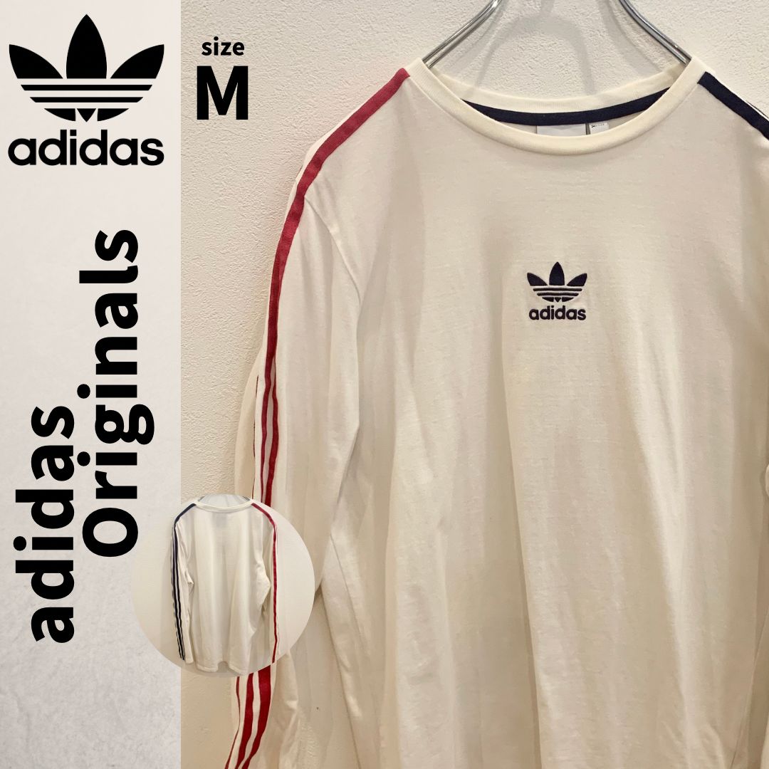 柄 ロンT adidas Originals シンプル ホワイト M
