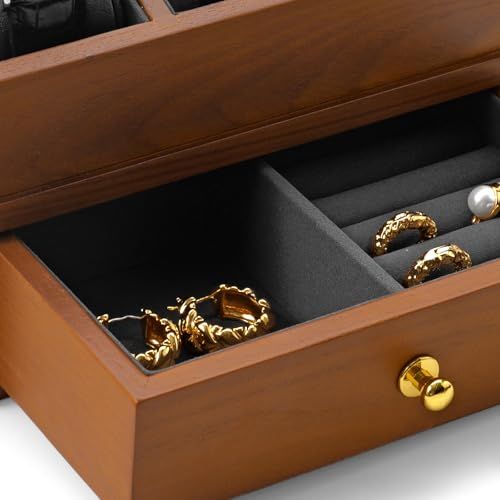  Oirlv 時計ケース 木製 腕時計 ケース 3本 2段式 引き出し付き 時計収納ボックス 持ち運び おしゃれ 適格請求書に対応 X 07302 ダークグレー 83150 ca 2 その他 キッチン 食器