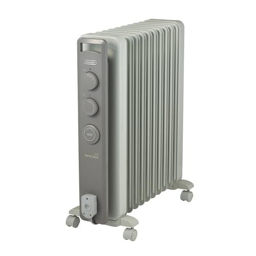 De Longhi デロンギ オイルヒーター ヴェルティカルド -LG 電気ヒーター ゼロ風暖房 静音 乾燥しにくい 表面温度約80℃ 燃料補充不要 安全プラグ 10-13畳 ホワイト×ライトグレー デ 3 e 920 17