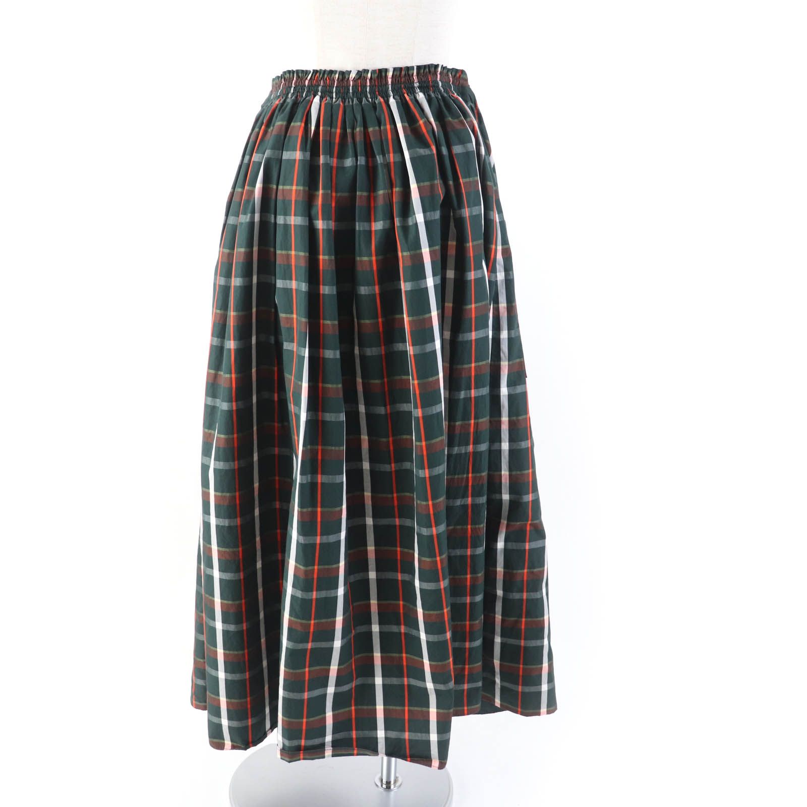 極美品★DRAWER ドゥロワー 6524-299-1388 コットン100％ マドラスチェック ロングフレア巻きスカート マルチ 36 日本製 正規品 レディース