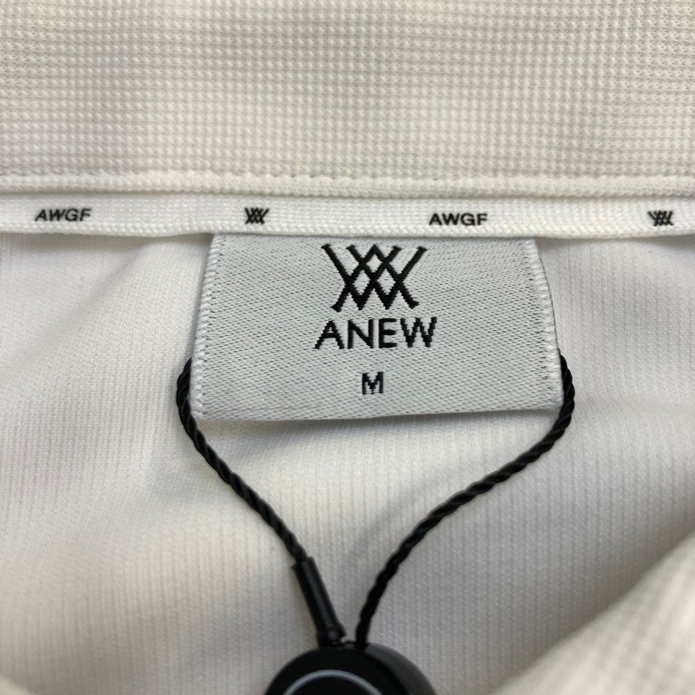 サイズ：M ANEW GOLF アニューゴルフ 長袖ポロシャツ ホワイト系