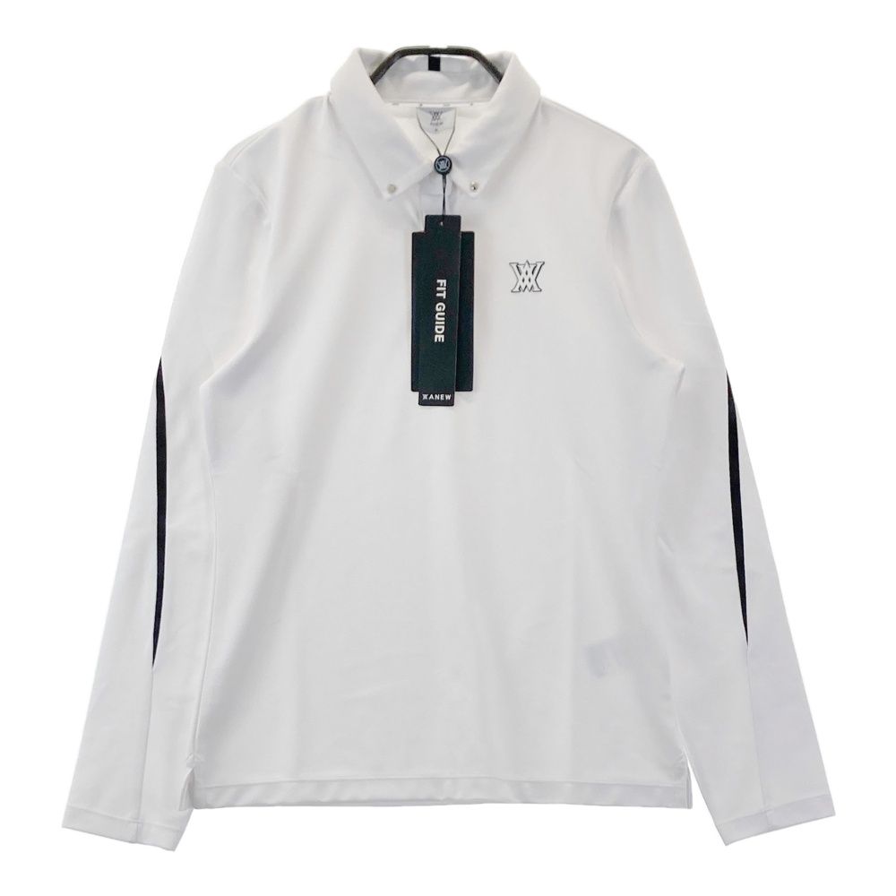 サイズ：M ANEW GOLF アニューゴルフ 長袖ポロシャツ ホワイト系