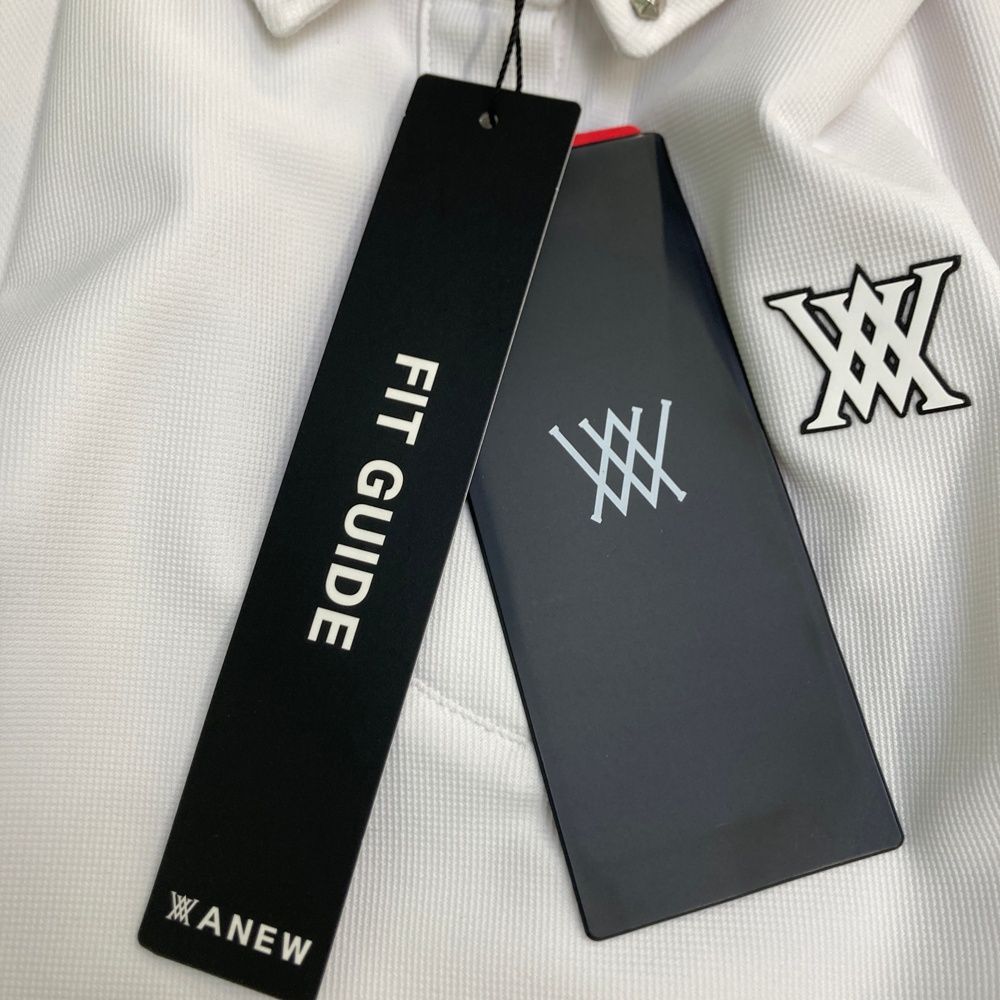 サイズ：M ANEW GOLF アニューゴルフ 長袖ポロシャツ ホワイト系