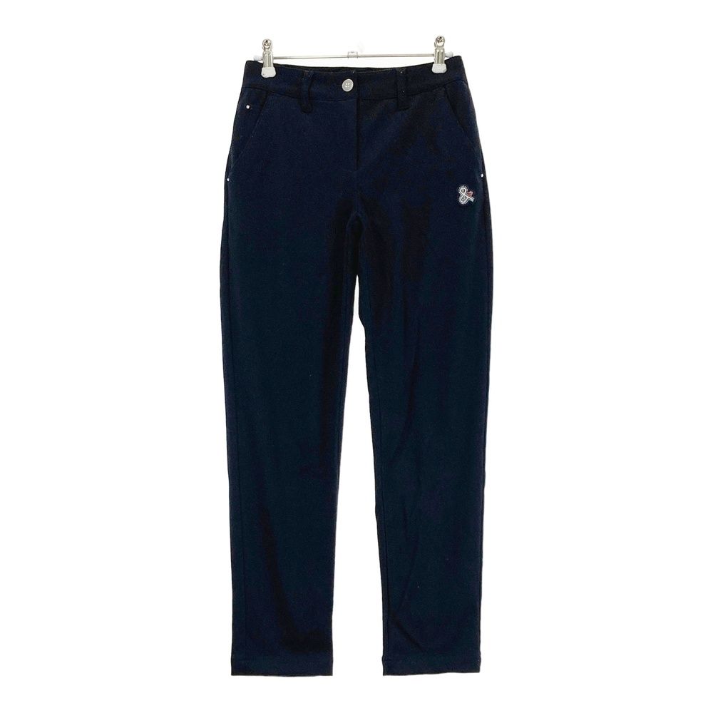 サイズ：S AND PER SE アンパスィ 起毛 裏地付 ロングパンツ ネイビー