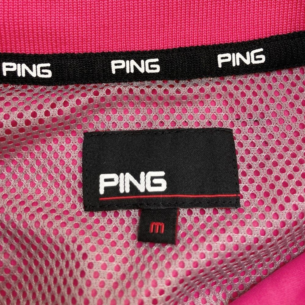 サイズ：M PING ピン 長袖 ジップジャケット 裏メッシュ ピンク系