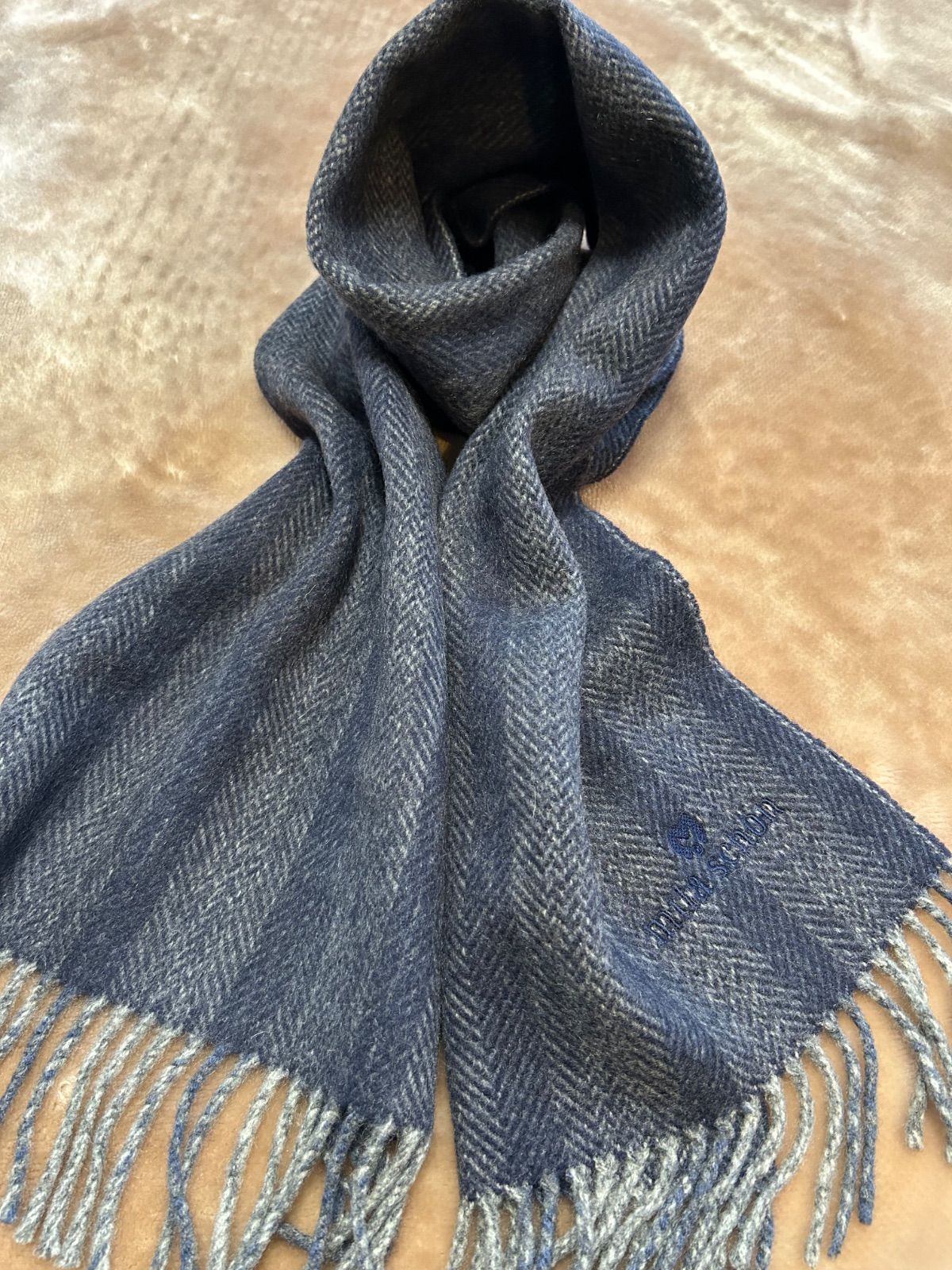 ミラショーンmila schonマフラー ストール ショール スカーフグレーグレイねずみ色灰色紺色系 ネイビーダークブルーストライプレディースlady s LADYS女性用婦人ウィメンズ women’s メンズ men’s 男性用 紳士 ユニセックス男女兼用