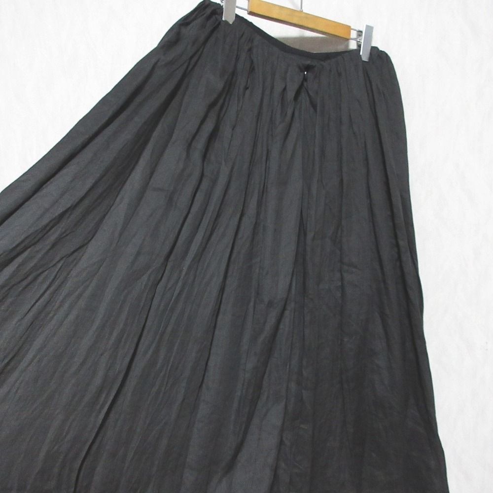 美品 ebure エブール リネン ギャザー ロングスカート 3310500135