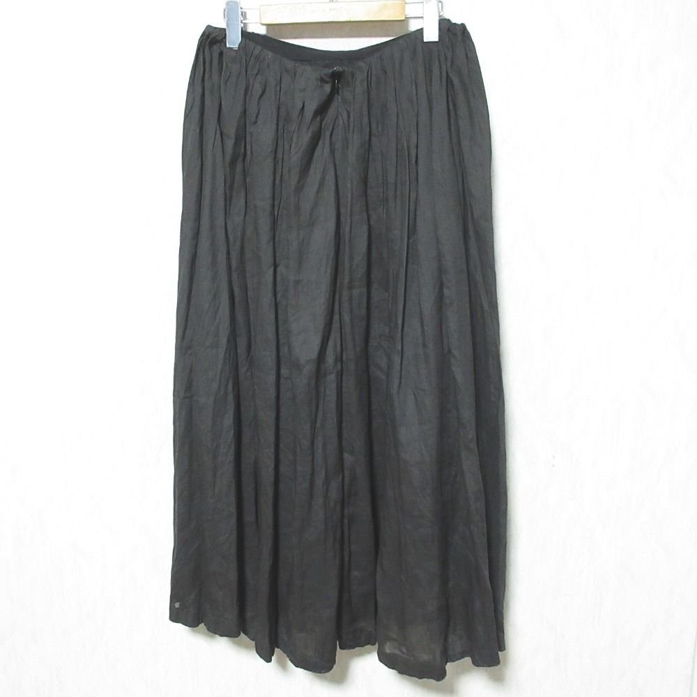 美品 ebure エブール リネン ギャザー ロングスカート 3310500135