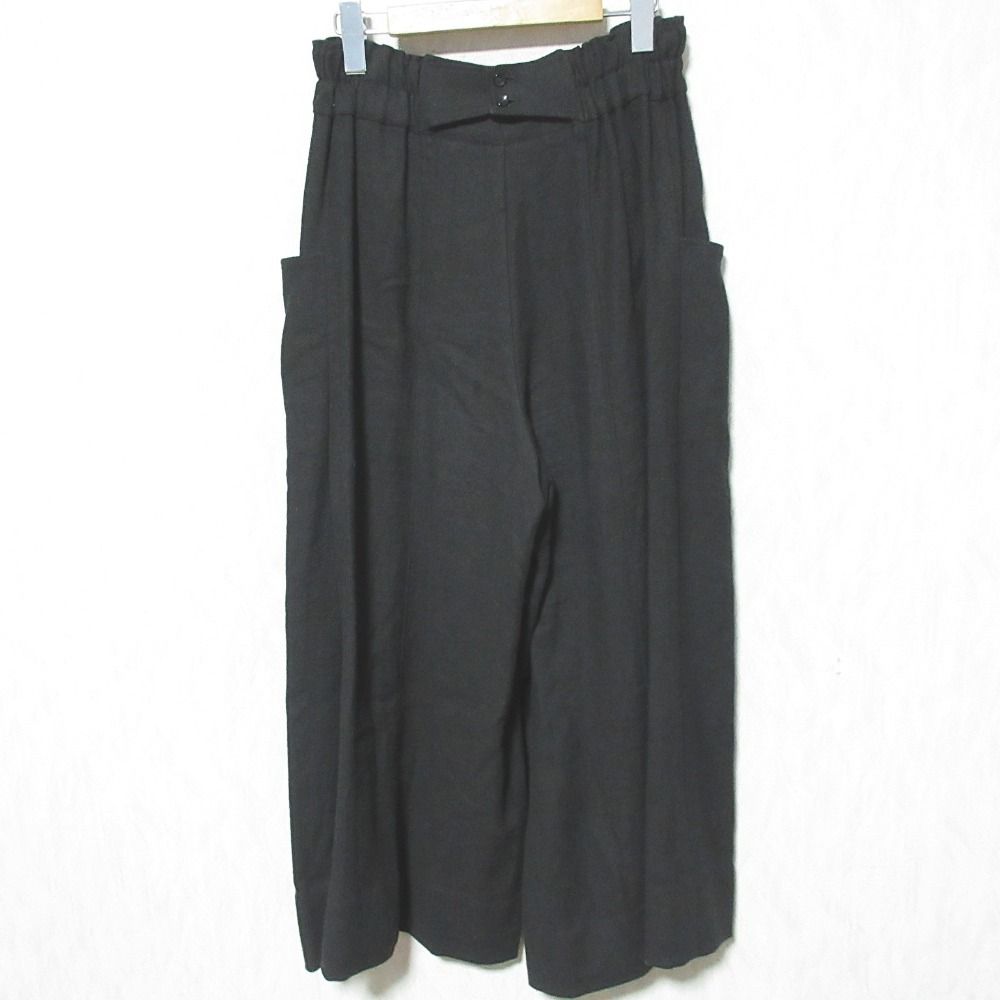 ARCHI アーキ SOFT TWIST TWILL WIDE TACK PANTS リネン ウール パンツ AW 21 B 3 サイズM ブラック レディース 古着