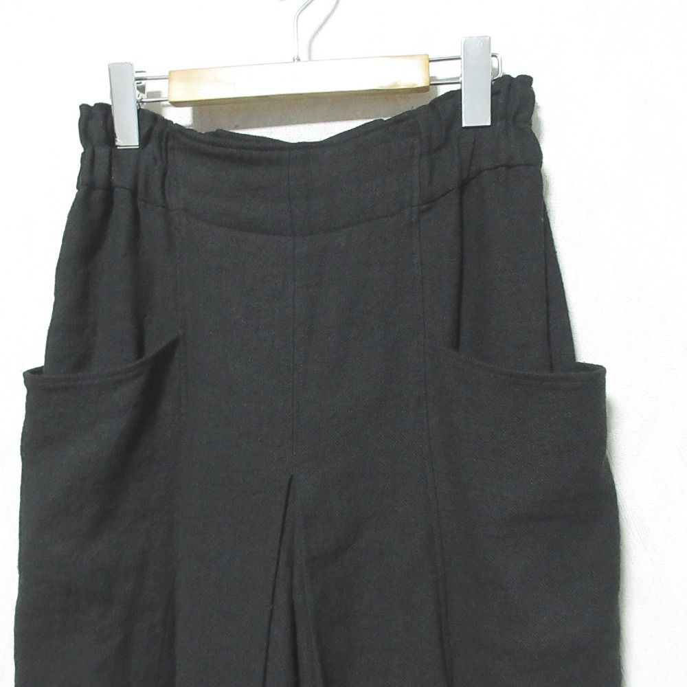  ARCHI アーキ SOFT TWIST TWILL WIDE TACK PANTS リネン ウール パンツ AW 21 B 3 サイズM ブラック レディース 古着 ワイドパンツ イージーパンツ パンツ