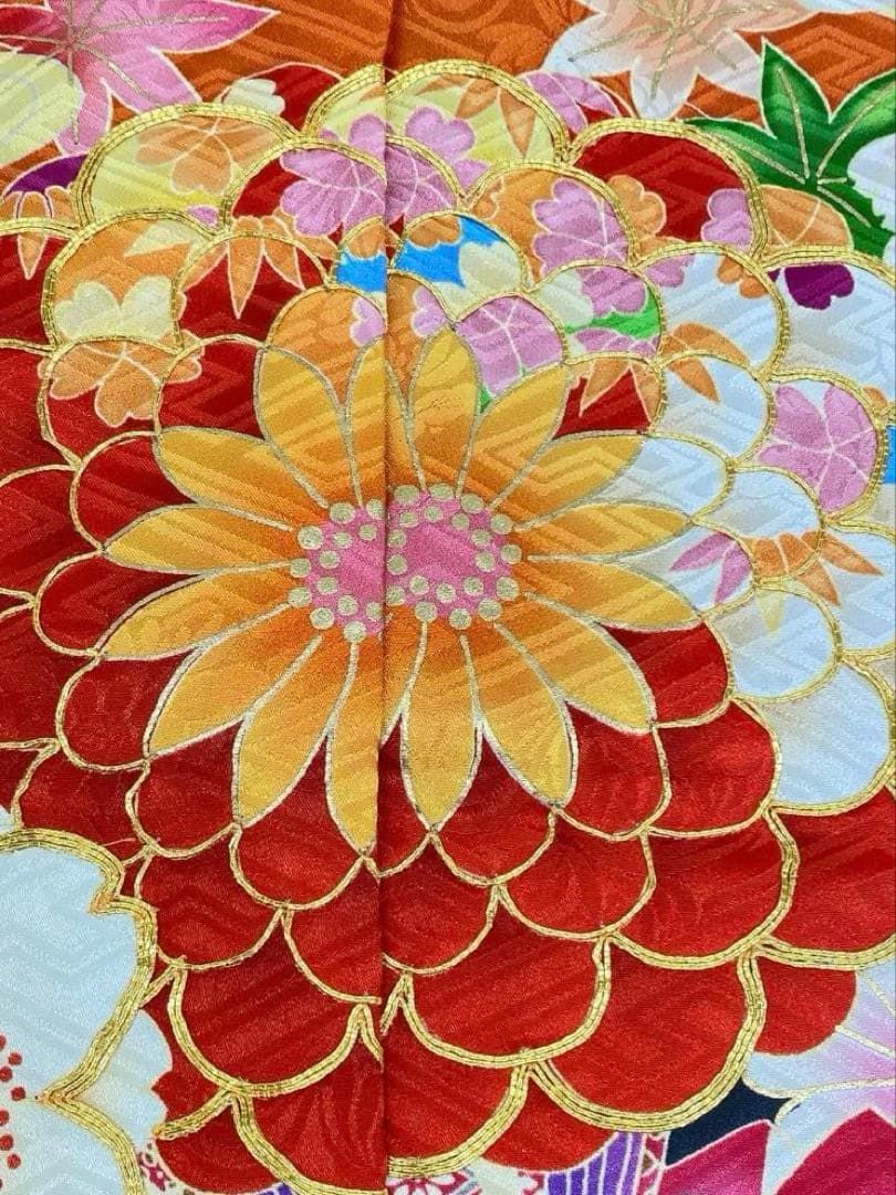 振袖 仮絵羽 ジャパンスタイル 正絹 未仕立て品 八掛付き MOK828