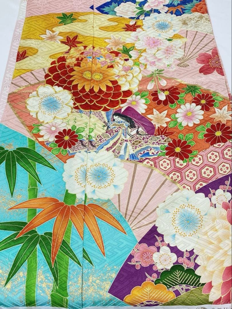 振袖 仮絵羽 ジャパンスタイル 正絹 未仕立て品 八掛付き MOK826