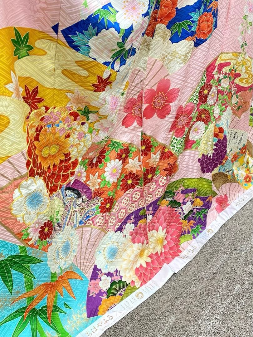 振袖 仮絵羽 ジャパンスタイル 正絹 未仕立て品 八掛付き MOK826