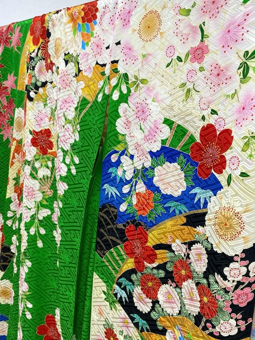 振袖 仮絵羽 ジャパンスタイル 正絹 未仕立て品 八掛付き MOK828