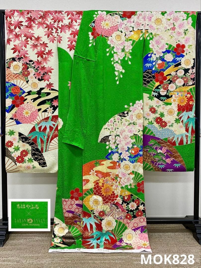 振袖 仮絵羽 ジャパンスタイル 正絹 未仕立て品 八掛付き MOK828