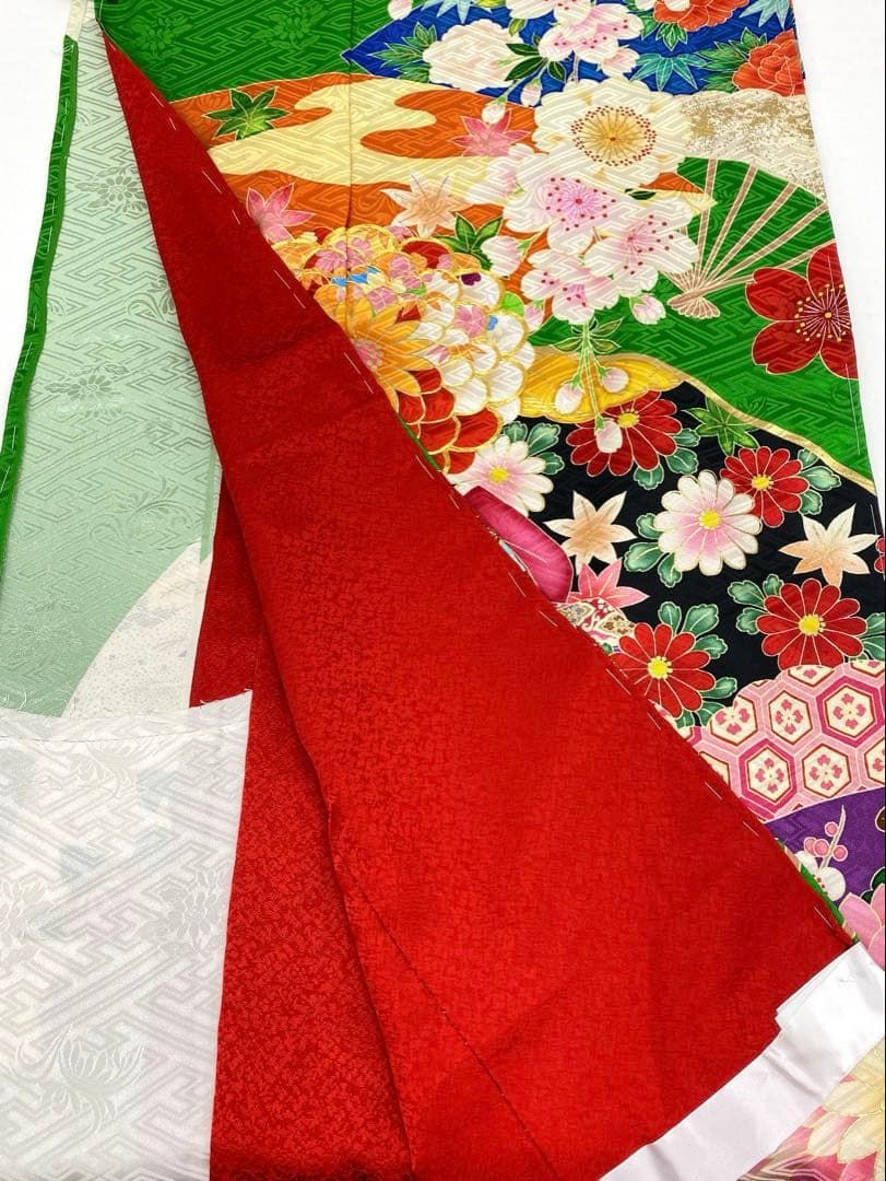 振袖 仮絵羽 ジャパンスタイル 正絹 未仕立て品 八掛付き MOK828