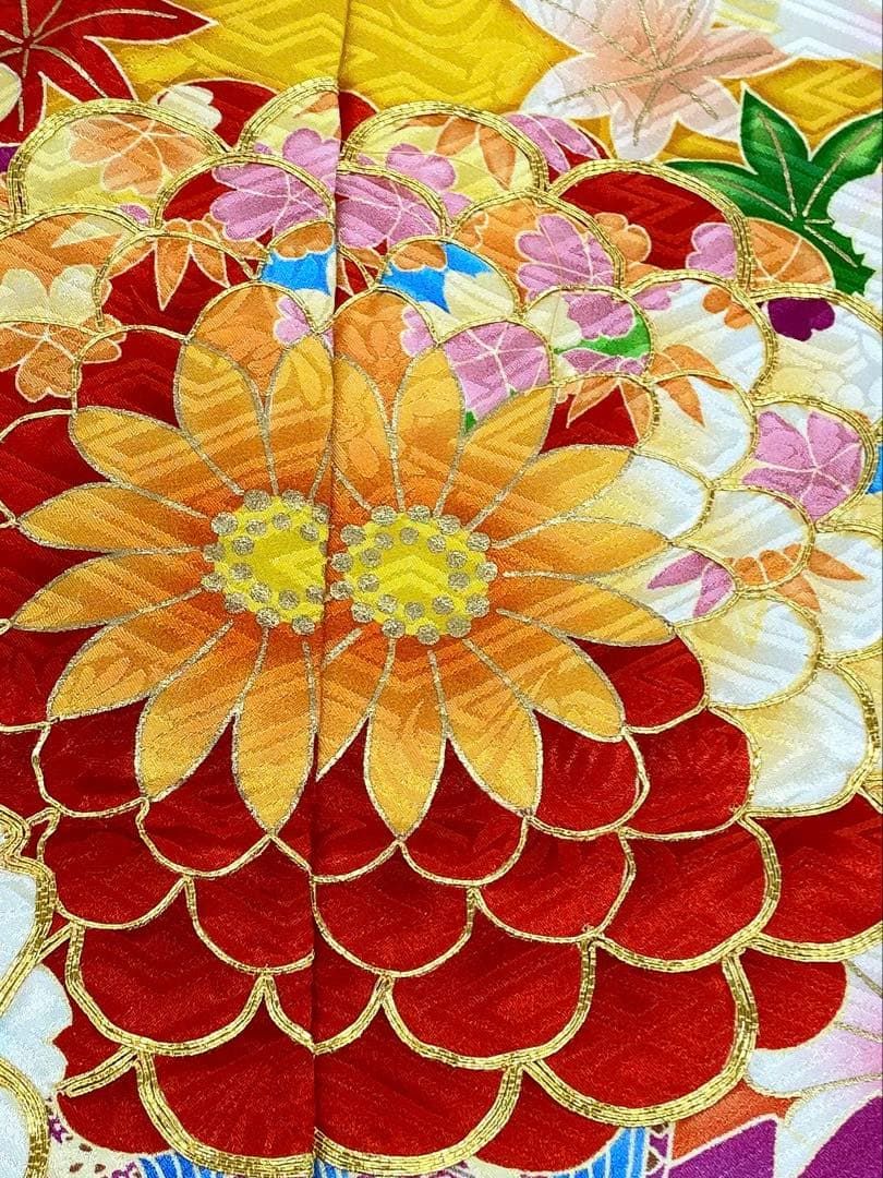 振袖 仮絵羽 ジャパンスタイル 正絹 未仕立て品 八掛付き MOK826