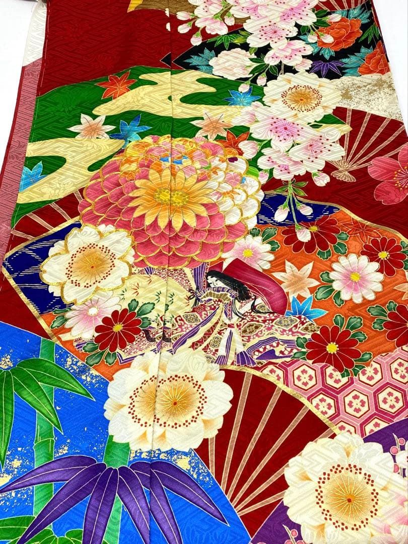 振袖 仮絵羽 ジャパンスタイル 正絹 未仕立て品 八掛付き MOK827