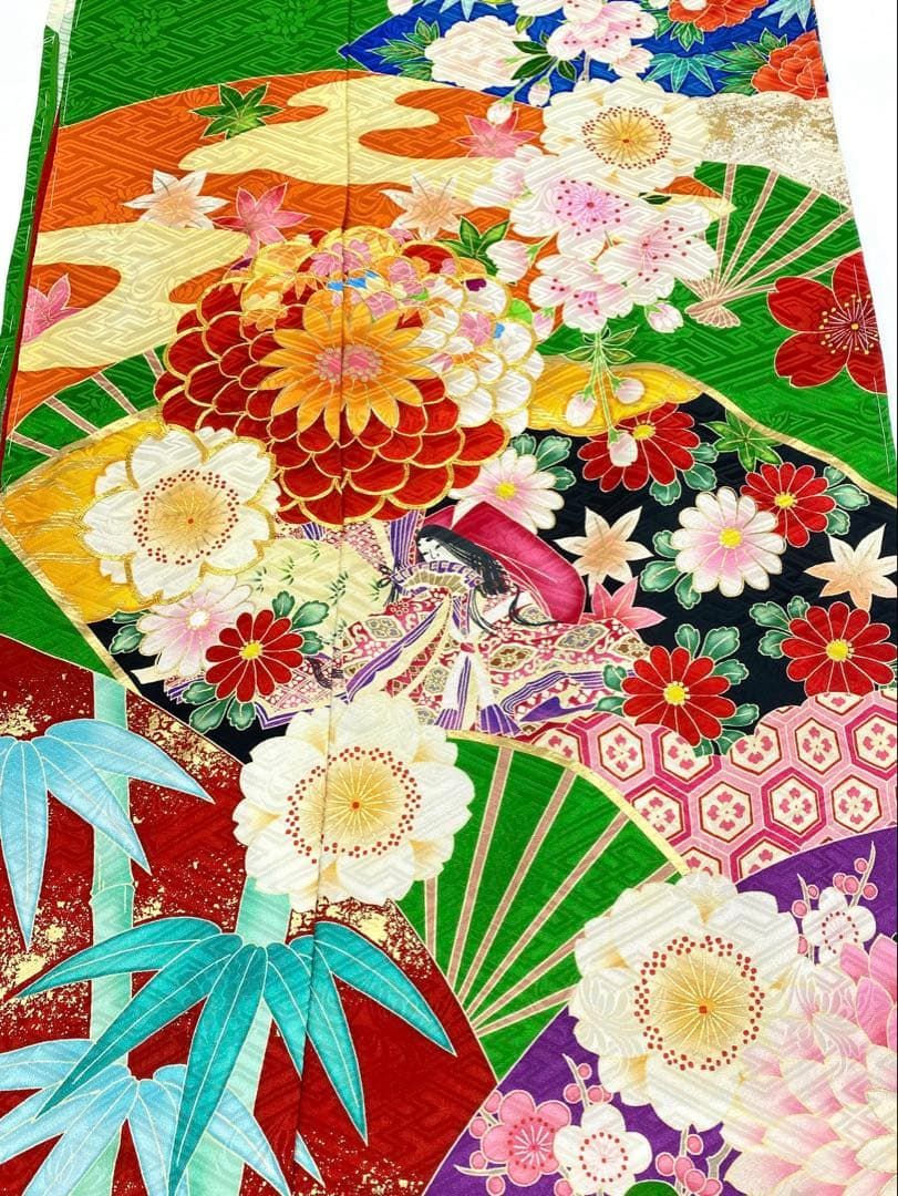 振袖 仮絵羽 ジャパンスタイル 正絹 未仕立て品 八掛付き MOK828