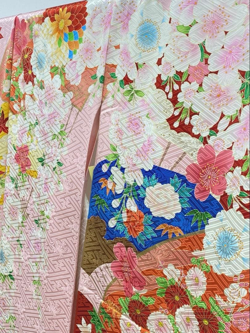 振袖 仮絵羽 ジャパンスタイル 正絹 未仕立て品 八掛付き MOK826