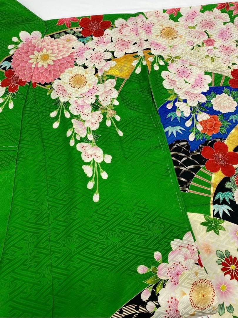 振袖 仮絵羽 ジャパンスタイル 正絹 未仕立て品 八掛付き MOK828