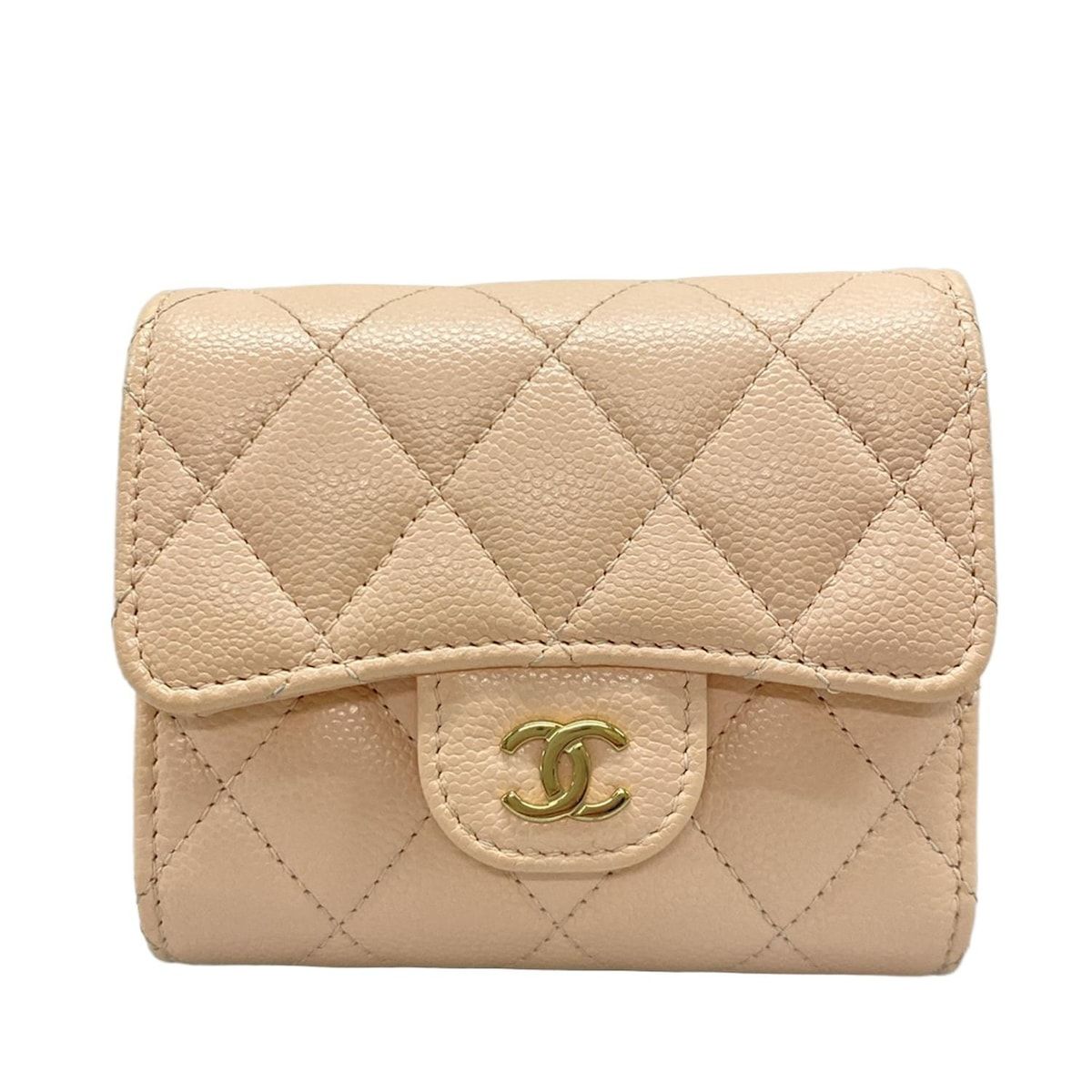 CHANEL シャネル 3つ折り財布 マトラッセ ピンク