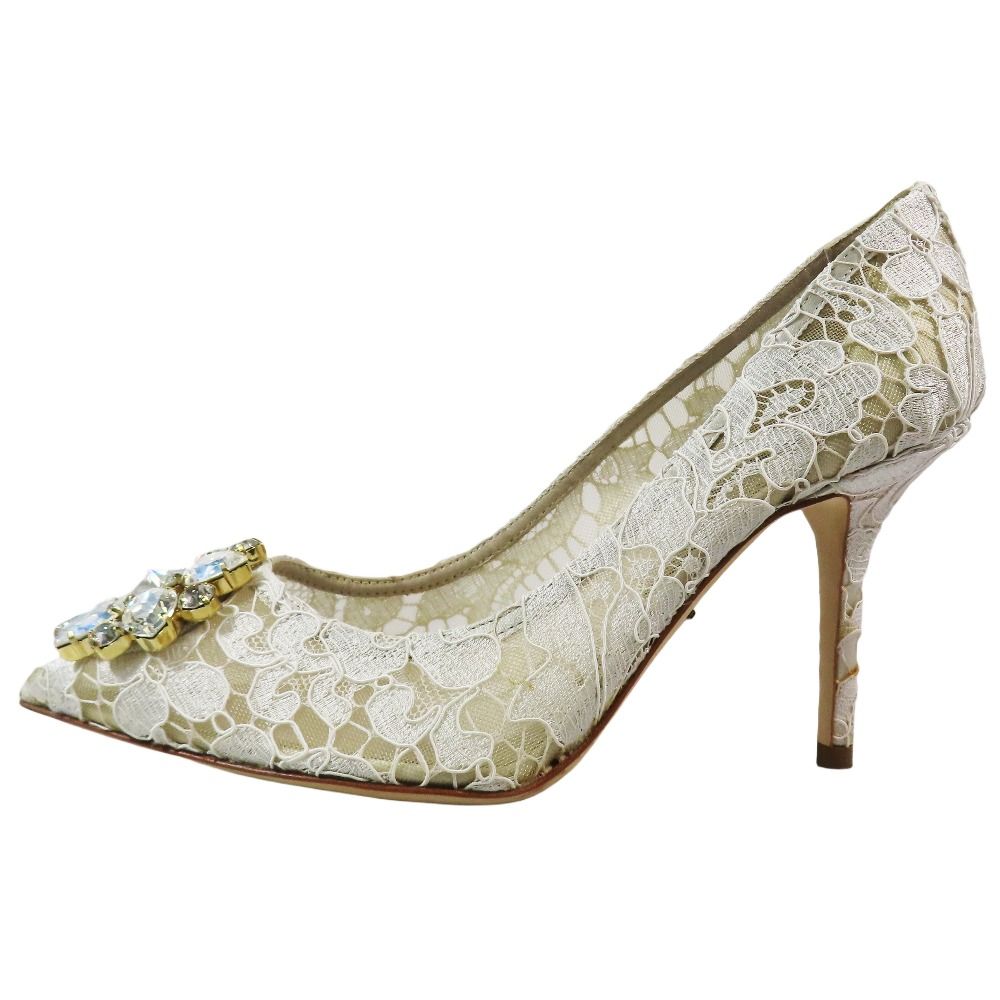 Dolce & Gabbana ビジュー付きハイヒール23.5cm 新品同様 DOLCE&GABBANA ドルチェアンドガッバーナ タオルミナレース