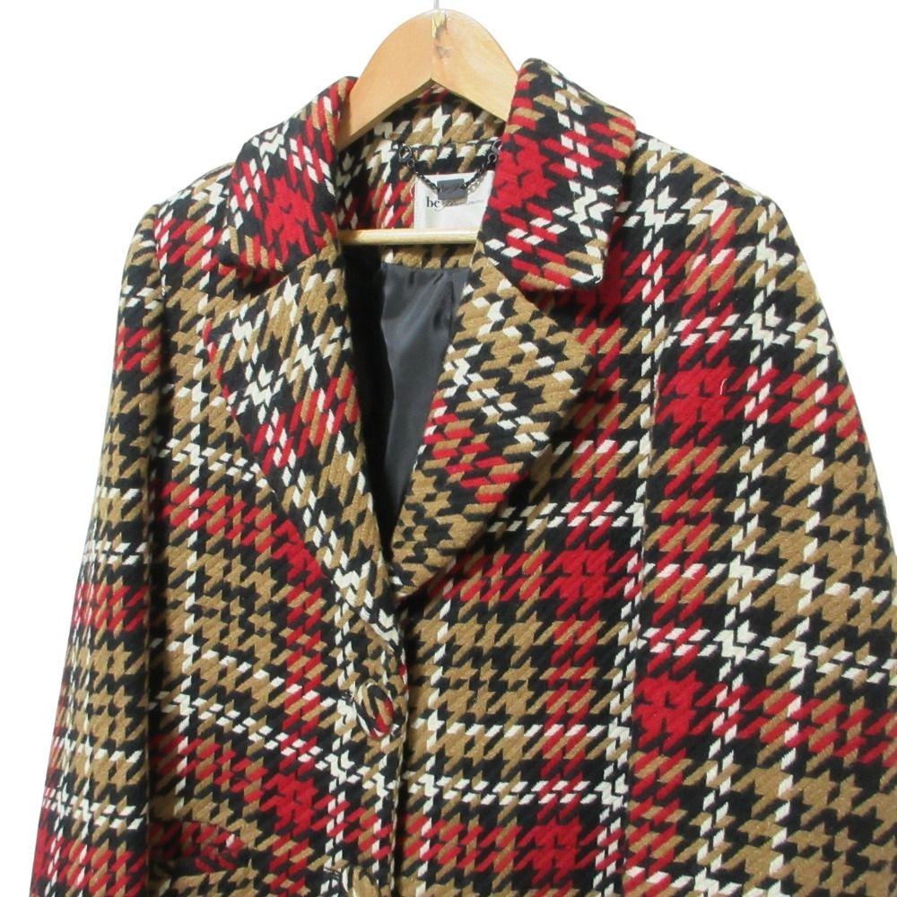 美品 Be Blumarine ビーブルマリン チェックツイード チェスターコート