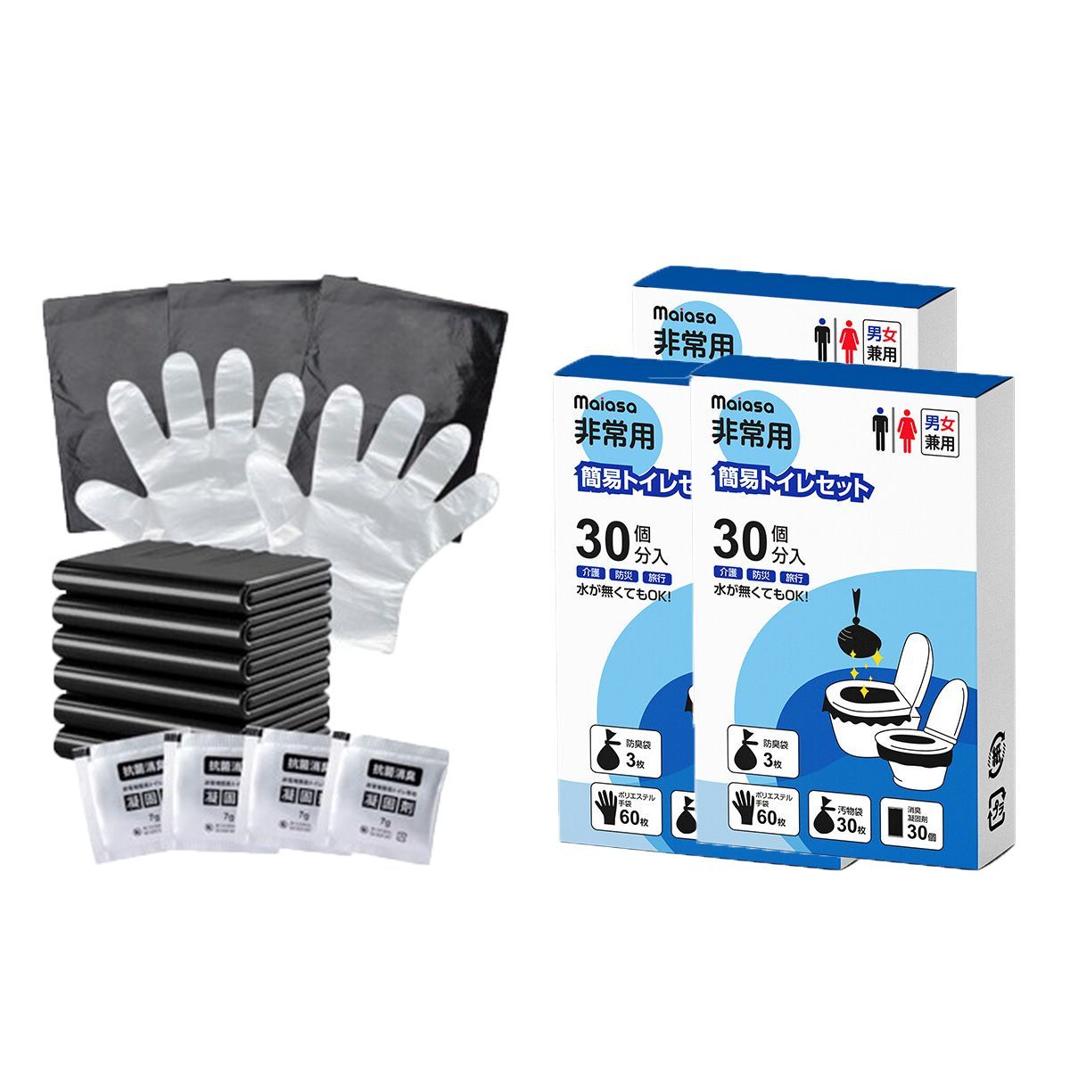 非常用トイレ 簡易トイレ 災害用トイレ 凝固剤 防災 トイレ 90回分 防災士監修 防災グッズ 非常用 災害用 備蓄 地震 断水 携帯トイレ 簡易 携帯 アウトドア キャンプ 半永久保存 吸水ポリマー シートタイプ ドライブ