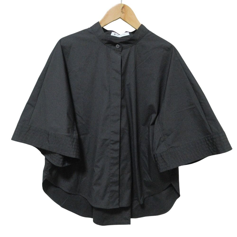 美品 25AW PLST HARUNOBUMURATA プラステ ハルノブムラタ コットンブレンド ハーフスリーブシャツ ブラウス M ブラック レディース 古着 中古 USED 美品 25AW PLST HARUNOBUMURATA プラステ ハルノブムラタ コットン