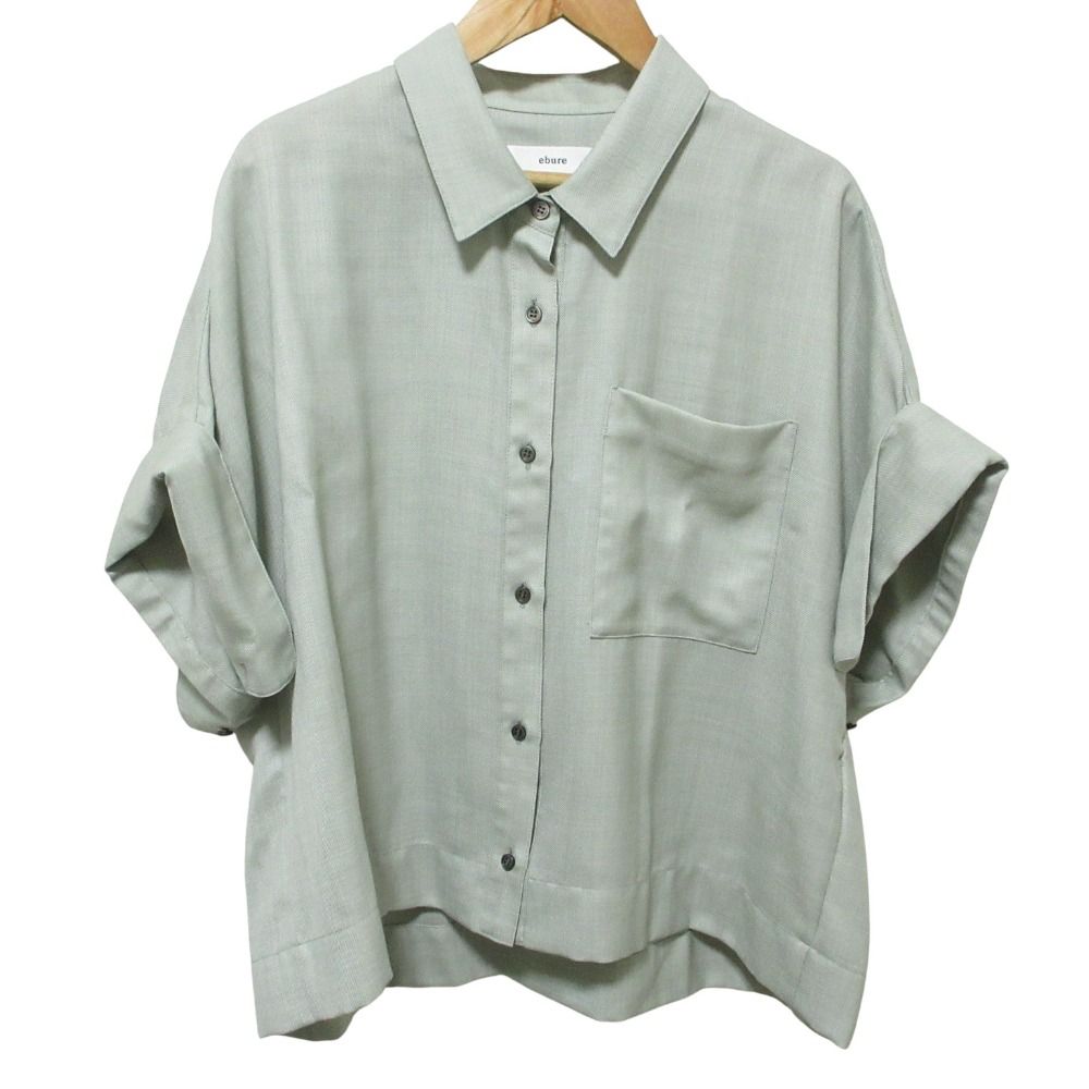 25 AW ebure エブール ドライビエラ 半袖 シャツ 38 ライトグリーン レディース 古着