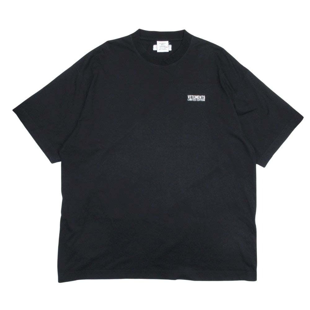 24 ss ヴェトモン ショートスリーブ 半袖 クルーネック ロゴ コットン Tシャツ カットソー XS 黒 メンズ レディース 古着