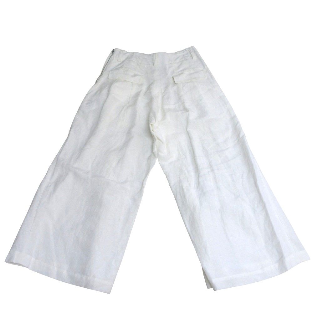 Y s ワイズ ヨウジヤマモト リネン タック ワイドパンツ YH P 21 300 サイズ2 ホワイト レディース 古着