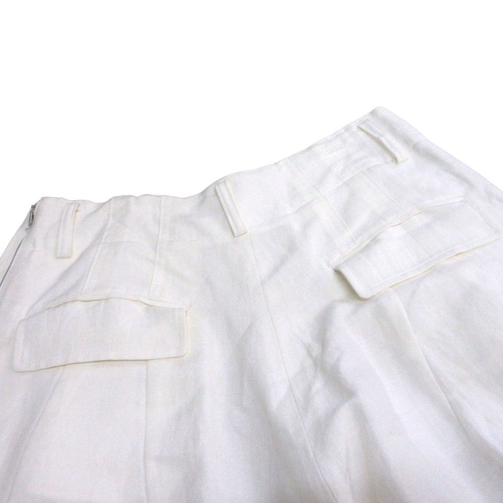  Y s ワイズ ヨウジヤマモト リネン タック ワイドパンツ YH P 21 300 サイズ2 ホワイト レディース 古着 ワイドパンツ イージーパンツ パンツ