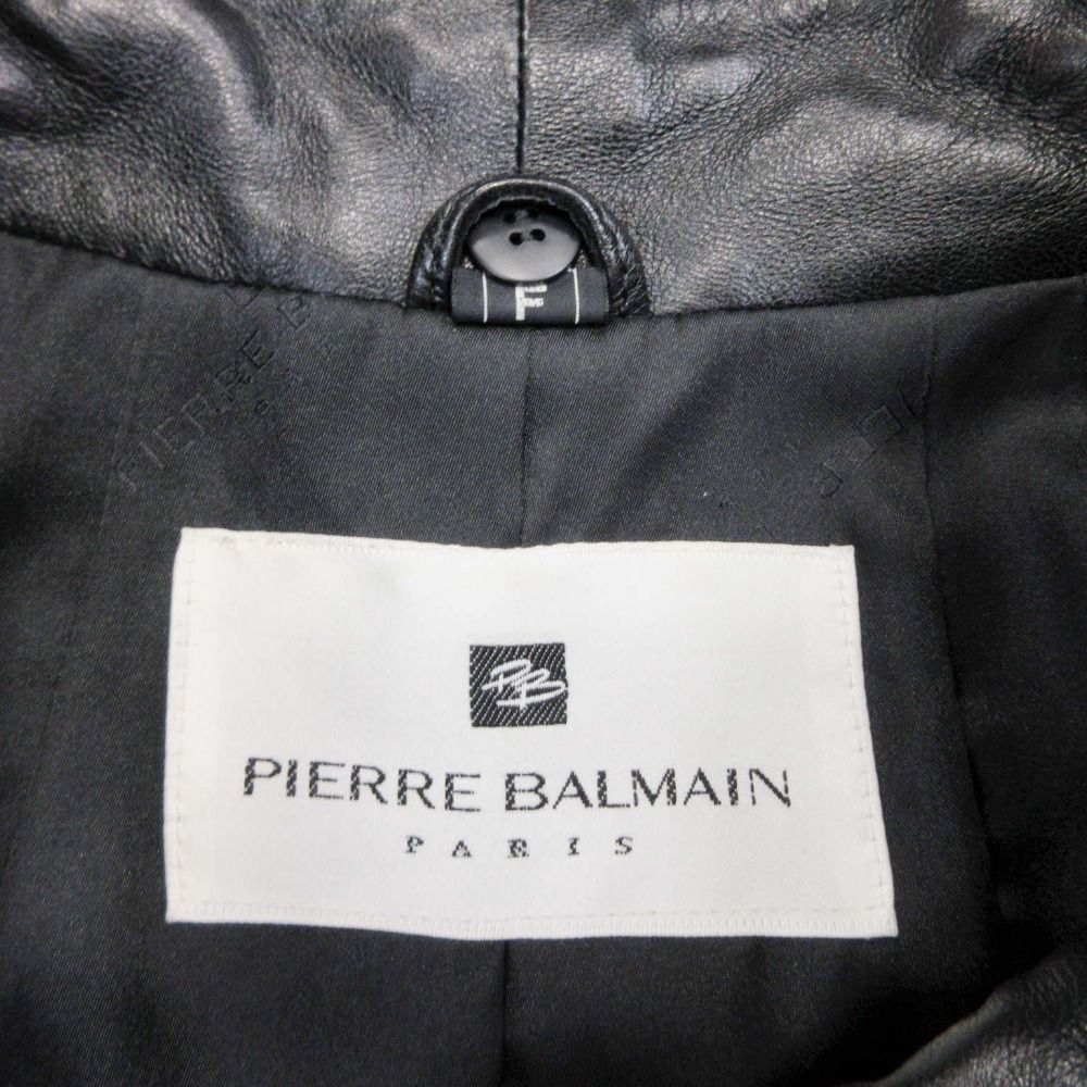 【美品】PIERRE BALMAIN ラムレザージャケット　コート　黒 良品 vintage PIERRE BALMAIN ピエールバルマン ラムレザー コート
