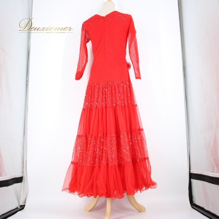 【社交ダンス衣装】ワンピース ドレス パーティー prima boutique 社交ダンス 衣装 スタンダード ドレス ワンピース パーティ衣装 赤