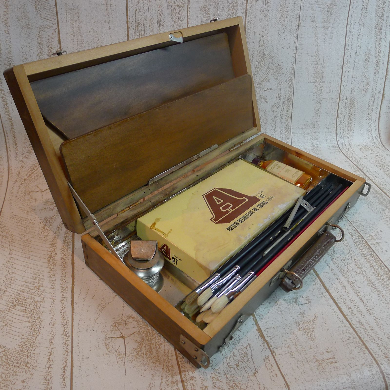 HOLBEIN ホルベイン 木箱収納ケース付 油絵具画材セット 中古品 ml203